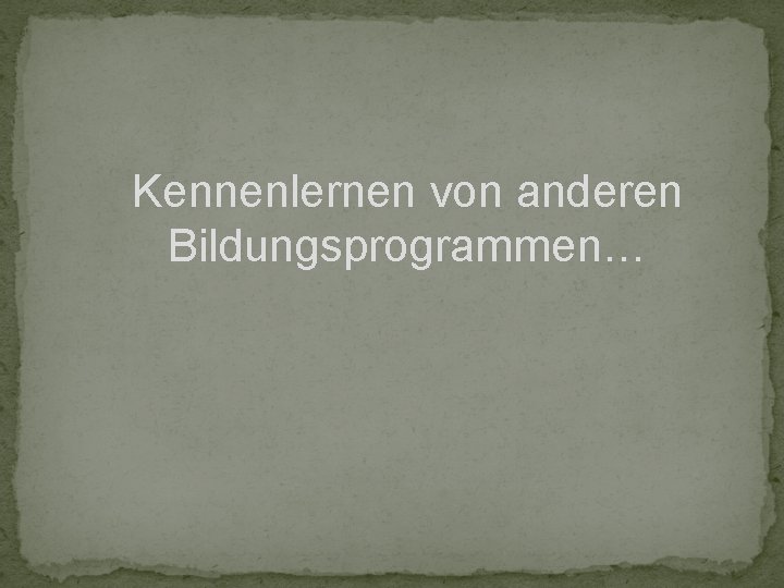 Kennenlernen von anderen Bildungsprogrammen… 