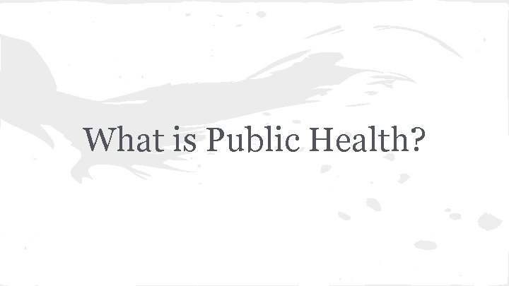 What is Public Health? 