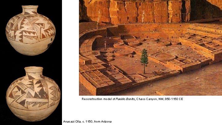 Reconstruction model of Pueblo Bonito, Chaco Canyon, NM, 850 -1150 CE Anasazi Olla, c.