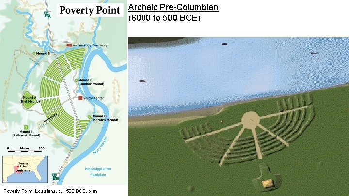 Archaic Pre-Columbian (6000 to 500 BCE) Poverty Point, Louisiana, c. 1500 BCE, plan 