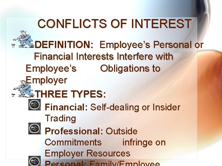 CONFLICTS OF INTEREST DEFINITION: Employee’s Personal or Financial Interests Interfere with Employee’s Obligations to