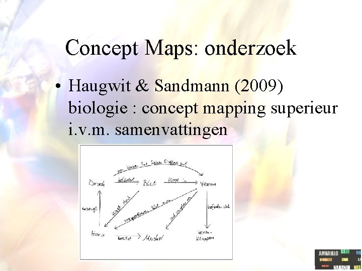 Concept Maps: onderzoek • Haugwit & Sandmann (2009) biologie : concept mapping superieur i.