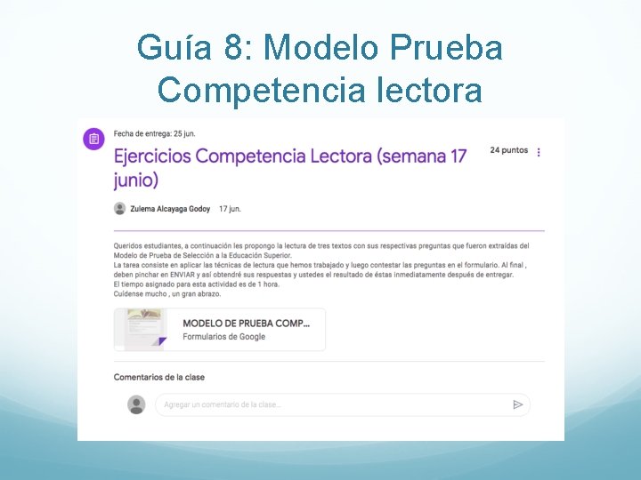 Guía 8: Modelo Prueba Competencia lectora 