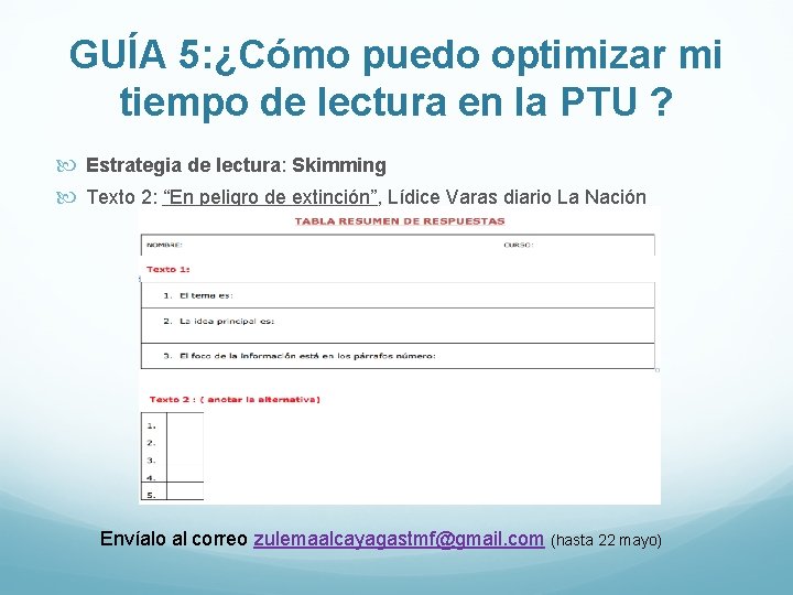 GUÍA 5: ¿Cómo puedo optimizar mi tiempo de lectura en la PTU ? Estrategia