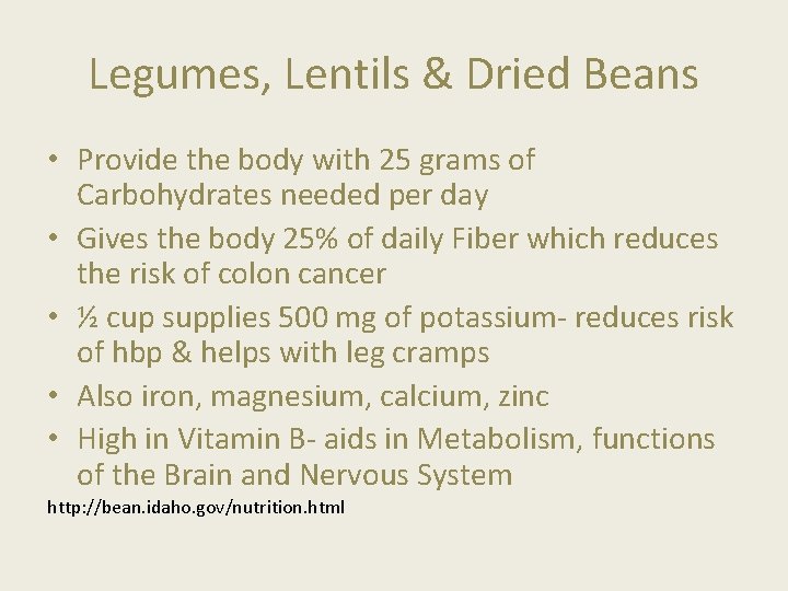 Dried Beans Peas and Lentils Presentation adapted from