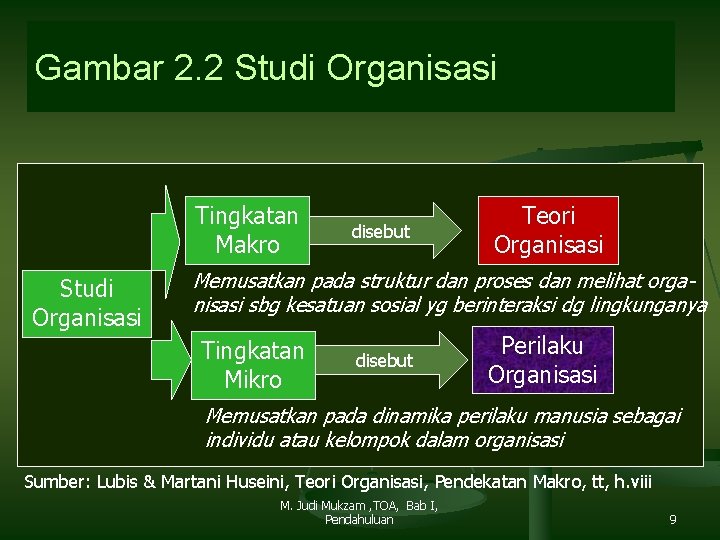 Gambar 2. 2 Studi Organisasi Tingkatan Makro Studi Organisasi disebut Teori Organisasi Memusatkan pada