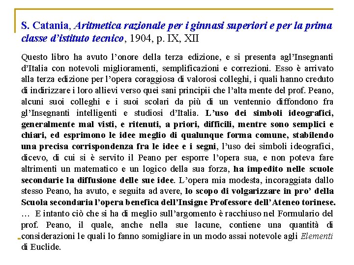 S. Catania, Aritmetica razionale per i ginnasi superiori e per la prima classe d’istituto