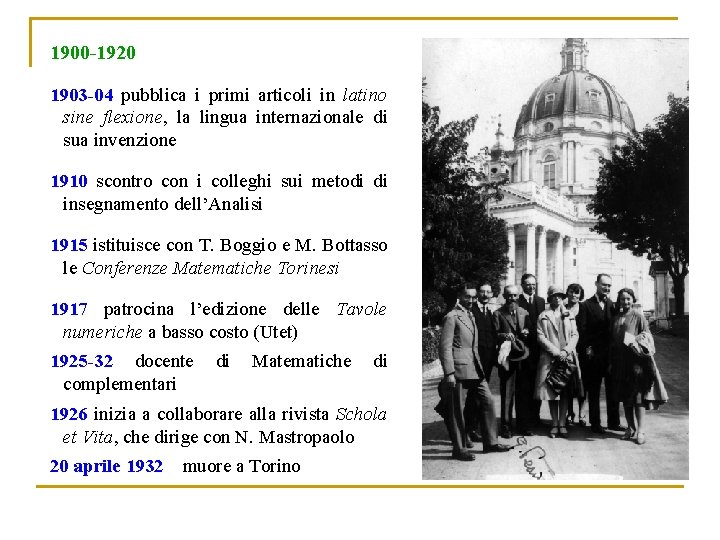 1900 -1920 1903 -04 pubblica i primi articoli in latino sine flexione, la lingua