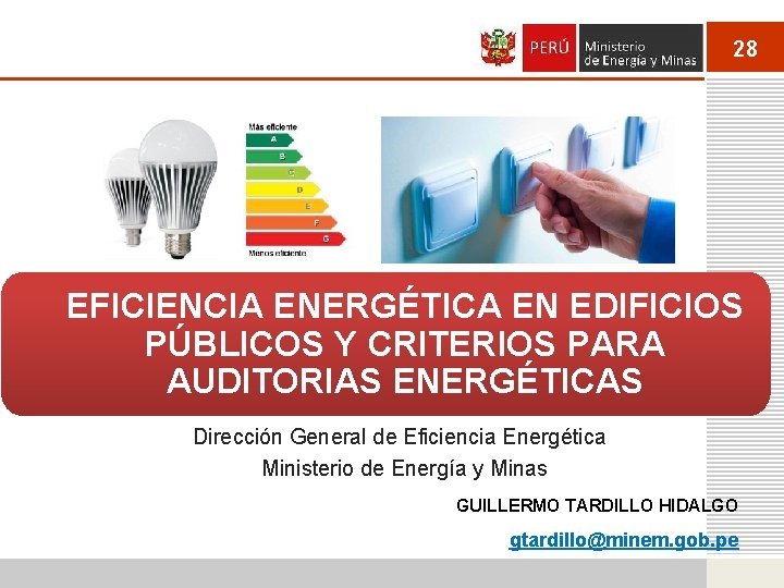 28 EFICIENCIA ENERGÉTICA EN EDIFICIOS PÚBLICOS Y CRITERIOS PARA AUDITORIAS ENERGÉTICAS Dirección General de