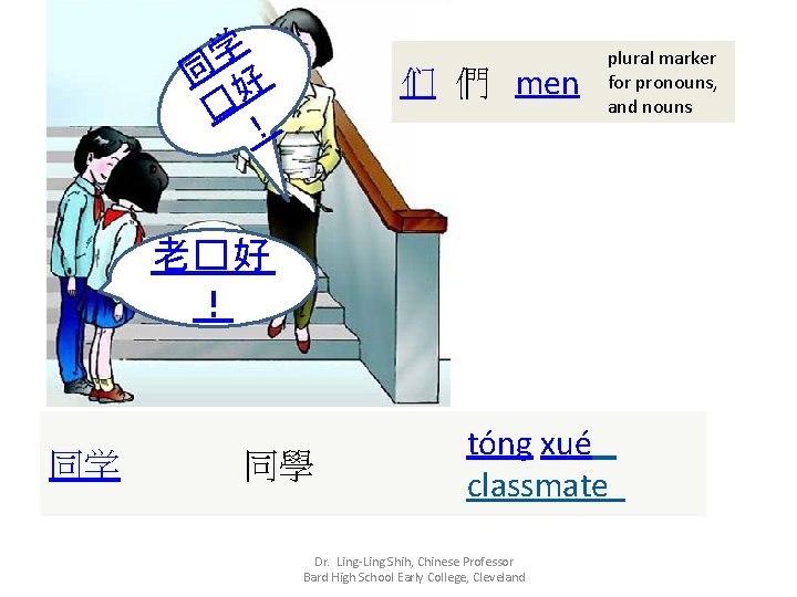 学 同 好 � ！ 们 們 men plural marker for pronouns, and nouns