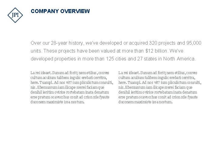 COMPANY OVERVIEW Over our 28 -year history, we’ve developed or acquired 320 projects and