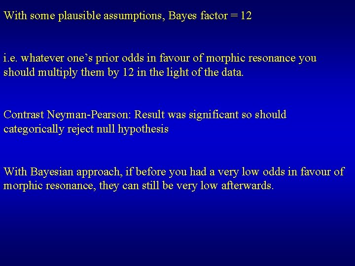 With some plausible assumptions, Bayes factor = 12 i. e. whatever one’s prior odds