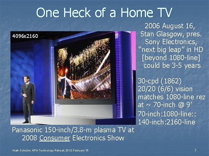 One Heck of a Home TV 4096 x 2160 Panasonic 150 -inch/3. 8 -m
