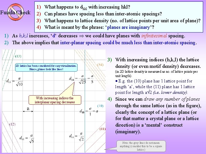 Funda Check 1) 2) 3) 4) What happens to dhkl with increasing hkl? Can