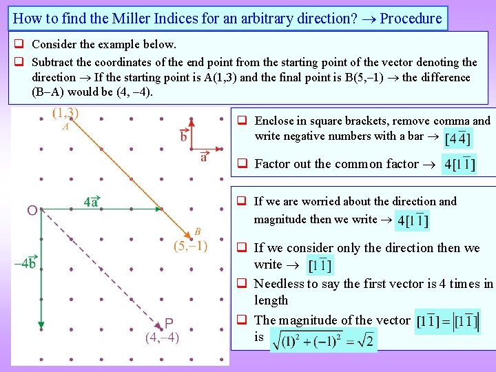 How to find the Miller Indices for an arbitrary direction? Procedure q Consider the