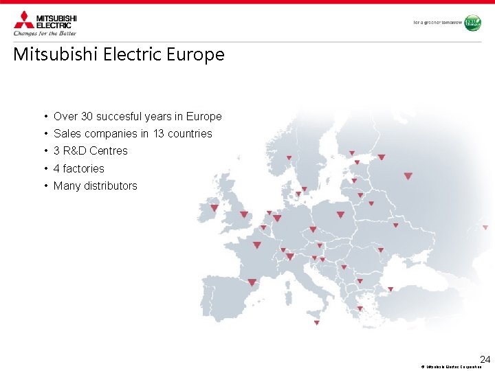 Mitsubishi Electric Europe • Over 30 succesful years in Europe • Sales companies in