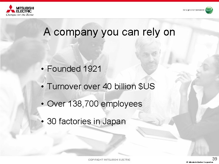 A company you can rely on • Founded 1921 • Turnover 40 billion $US