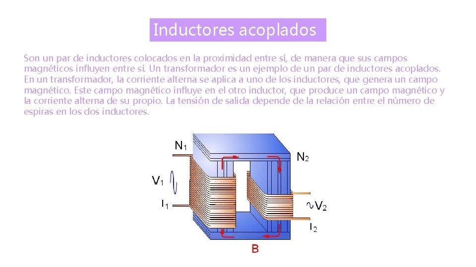 Inductores acoplados Son un par de inductores colocados en la proximidad entre sí, de