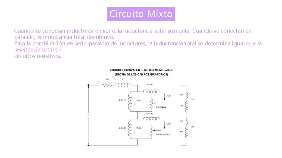 Circuito Mixto Cuando se conectan inductores en serie, la inductancia total aumenta. Cuando se
