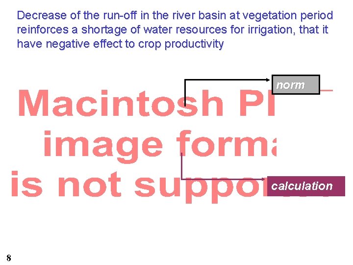 Decrease of the run-off in the river basin at vegetation period reinforces a shortage