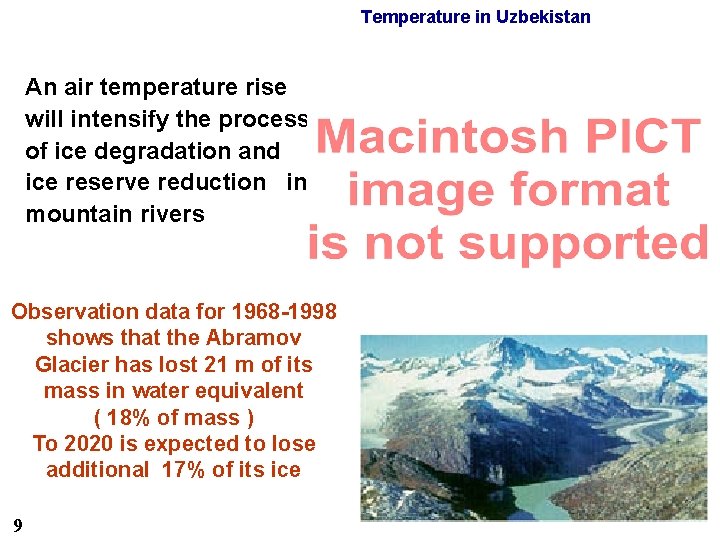 Temperature in Uzbekistan An air temperature rise will intensify the process of ice degradation