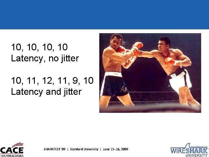 10, 10, 10 Latency, no jitter 10, 11, 12, 11, 9, 10 Latency and