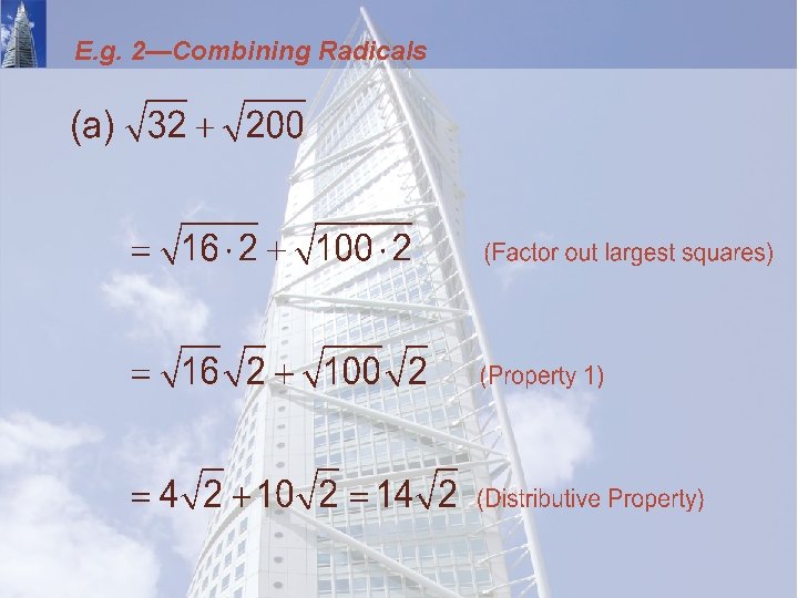 E. g. 2—Combining Radicals 