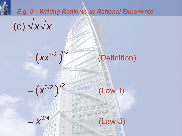 E. g. 5—Writing Radicals as Rational Exponents 