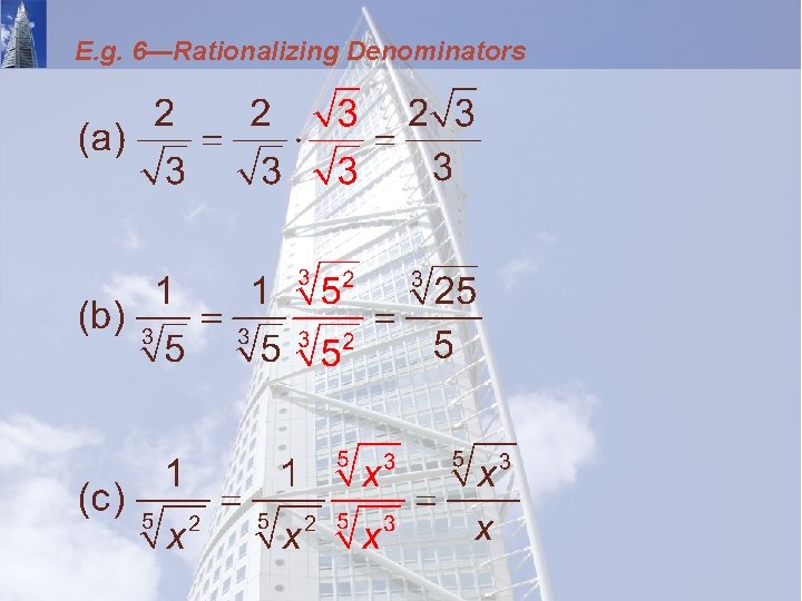 E. g. 6—Rationalizing Denominators 