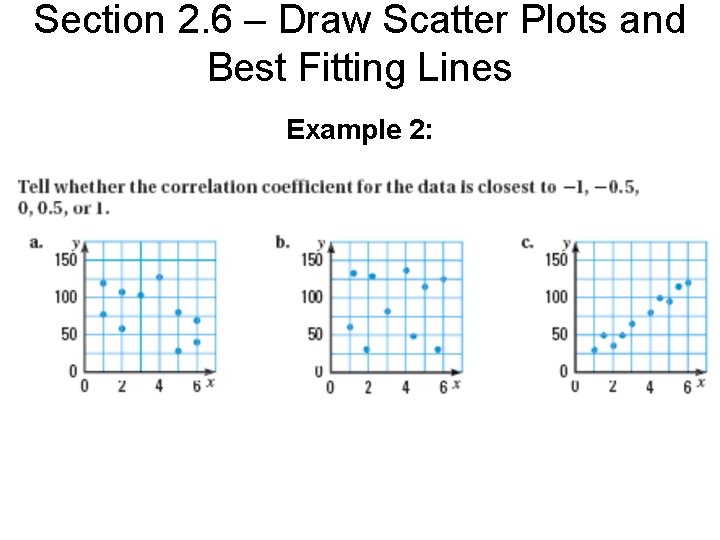 Section 2. 6 – Draw Scatter Plots and Best Fitting Lines Example 2: 