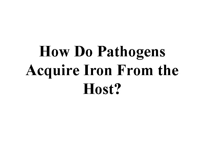 How Do Pathogens Acquire Iron From the Host? 