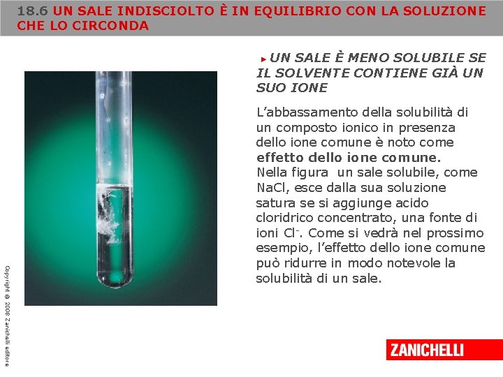 18. 6 UN SALE INDISCIOLTO È IN EQUILIBRIO CON LA SOLUZIONE CHE LO CIRCONDA