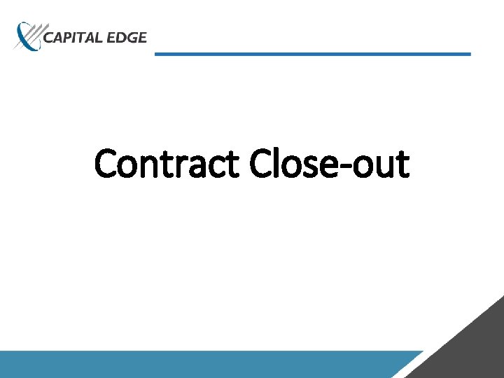 Contract Close-out 