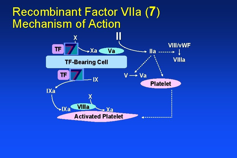 Recombinant Factor VIIa (7) Mechanism of Action II X TF VIIa Xa Va IIa