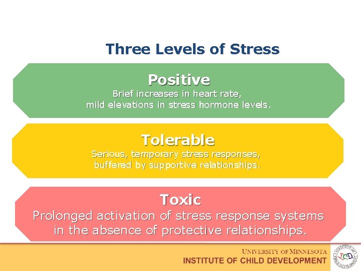 Three Levels of Stress Positive Brief increases in heart rate, mild elevations in stress