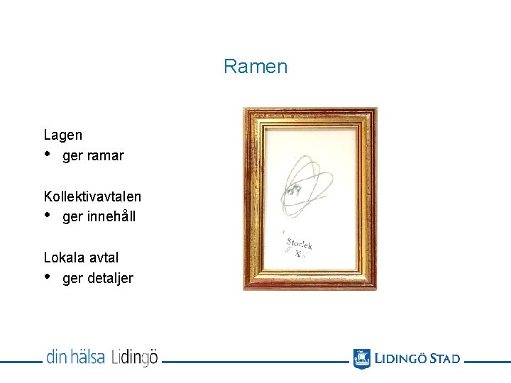 Ramen Lagen • ger ramar Kollektivavtalen • ger innehåll Lokala avtal • ger detaljer