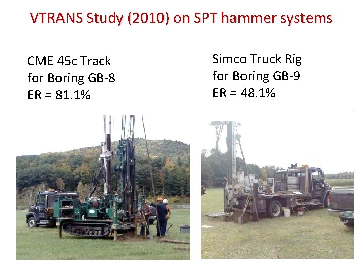 VTRANS Study (2010) on SPT hammer systems CME 45 c Track for Boring GB-8 VTRANS Study (2010) on SPT hammer systems CME 45 c Track for Boring GB-8