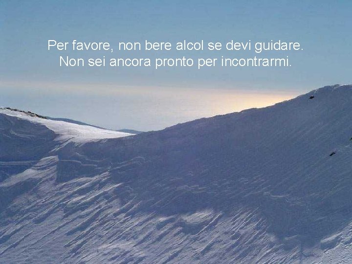 Per favore, non bere alcol se devi guidare. Non sei ancora pronto per incontrarmi.