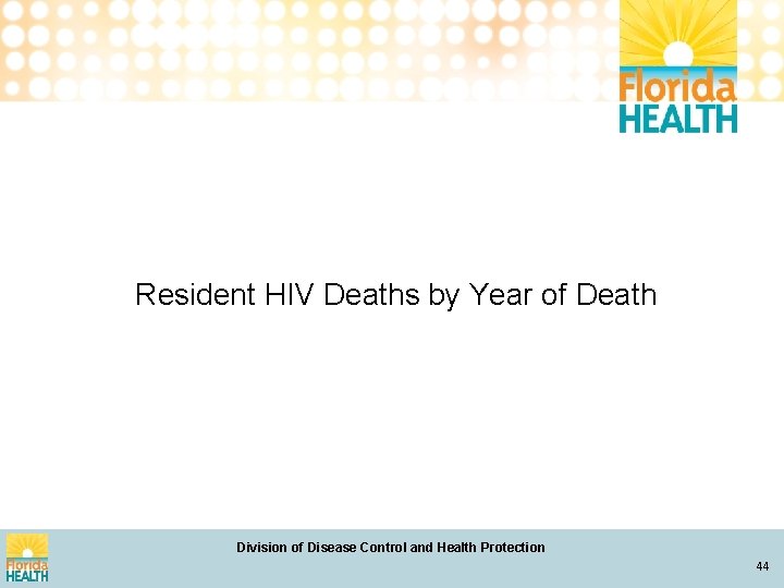 Resident HIV Deaths by Year of Death Division of Disease Control and Health Protection