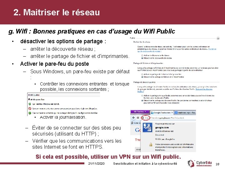 2. Maitriser le réseau g. Wifi : Bonnes pratiques en cas d’usage du Wifi