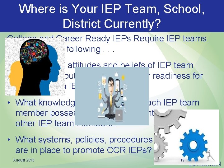 Where is Your IEP Team, School, District Currently? College and Career Ready IEPs Require