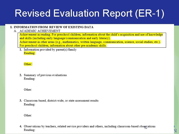 Revised Evaluation Report (ER-1) 52 