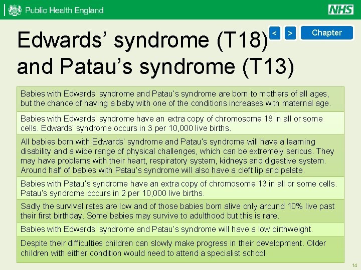 Edwards’ syndrome (T 18) and Patau’s syndrome (T 13) < > Chapter Babies with