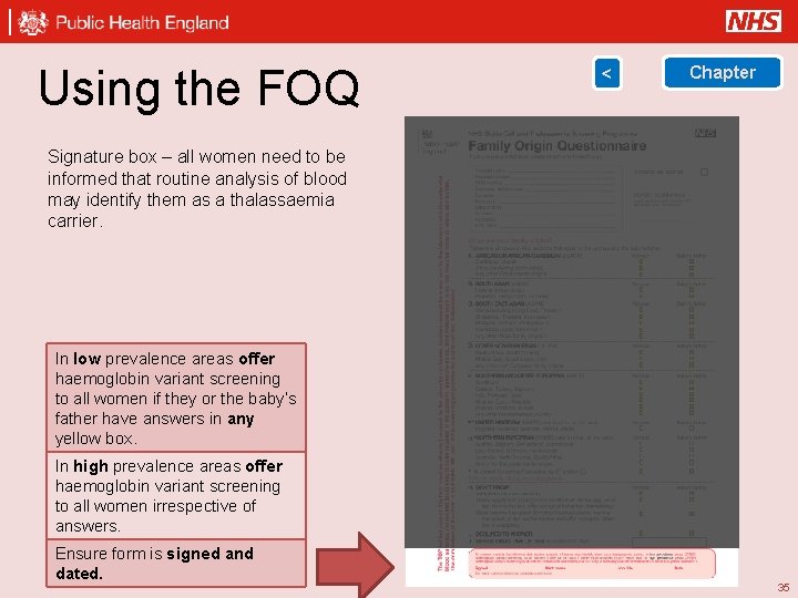 Using the FOQ < Chapter Signature box – all women need to be informed