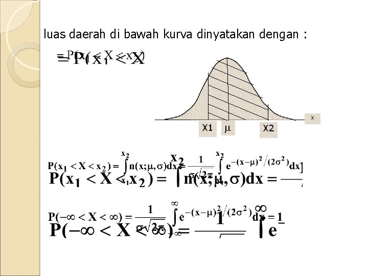 luas daerah di bawah kurva dinyatakan dengan : X 1 x X 2 