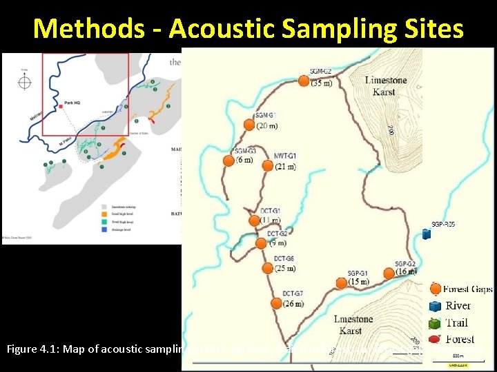 Methods - Acoustic Sampling Sites Figure 4. 1: Map of acoustic sampling points: (a)