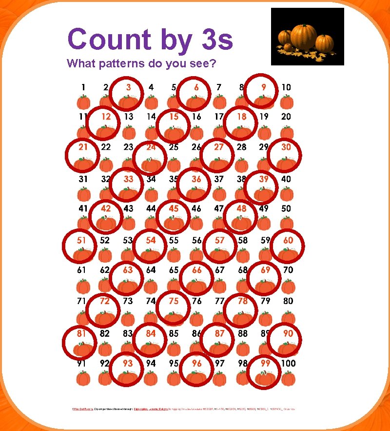 Count by 3 s What patterns do you see? v v v v v