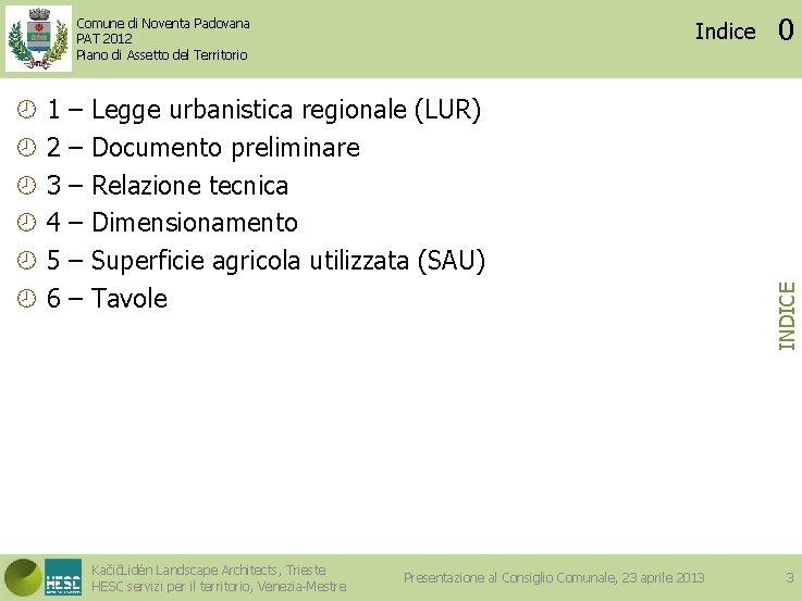  1 2 3 4 5 6 – – – Indice Legge urbanistica regionale