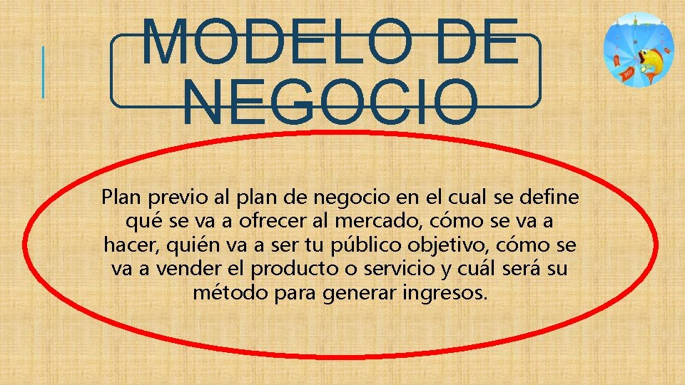 MODELO DE NEGOCIO Plan previo al plan de negocio en el cual se define