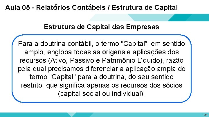 Aula 05 - Relatórios Contábeis / Estrutura de Capital das Empresas Para a doutrina